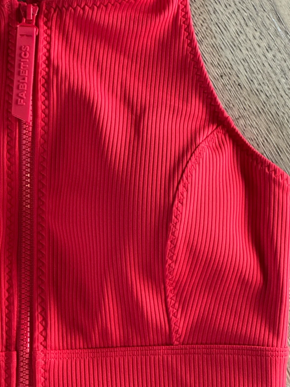 Fabletics Red Zip Front Ribbed Swim Top Racerback Small - Picture 5 of 9